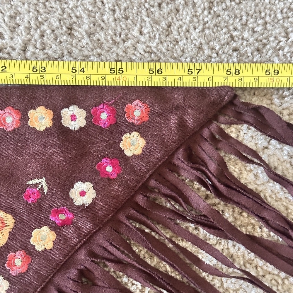 Vintage Embroidered Piano Shawl Cashmere Blend Floral Brown Boho Gypsy‎ Wrap - Picture 9 of 10